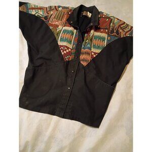 Vintage David James Lined Aztec Canvas Jacket Size Medium